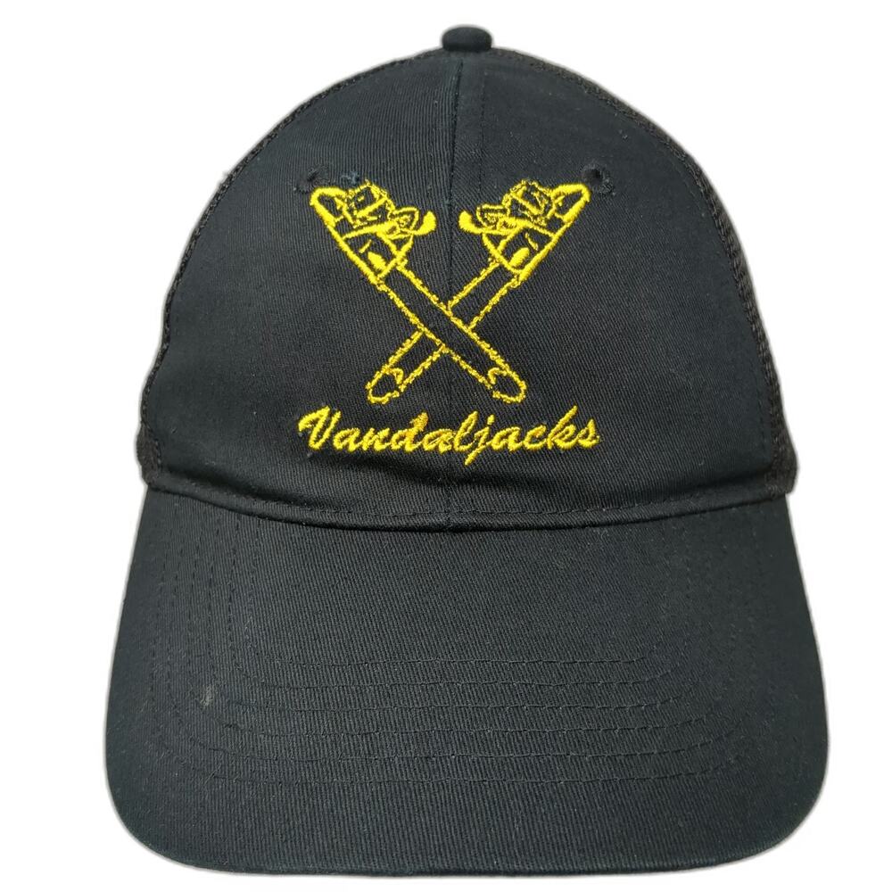 Big Trucker Hat Black One Size Vandaljacks Crossed Chainsaws Mesh Snapback